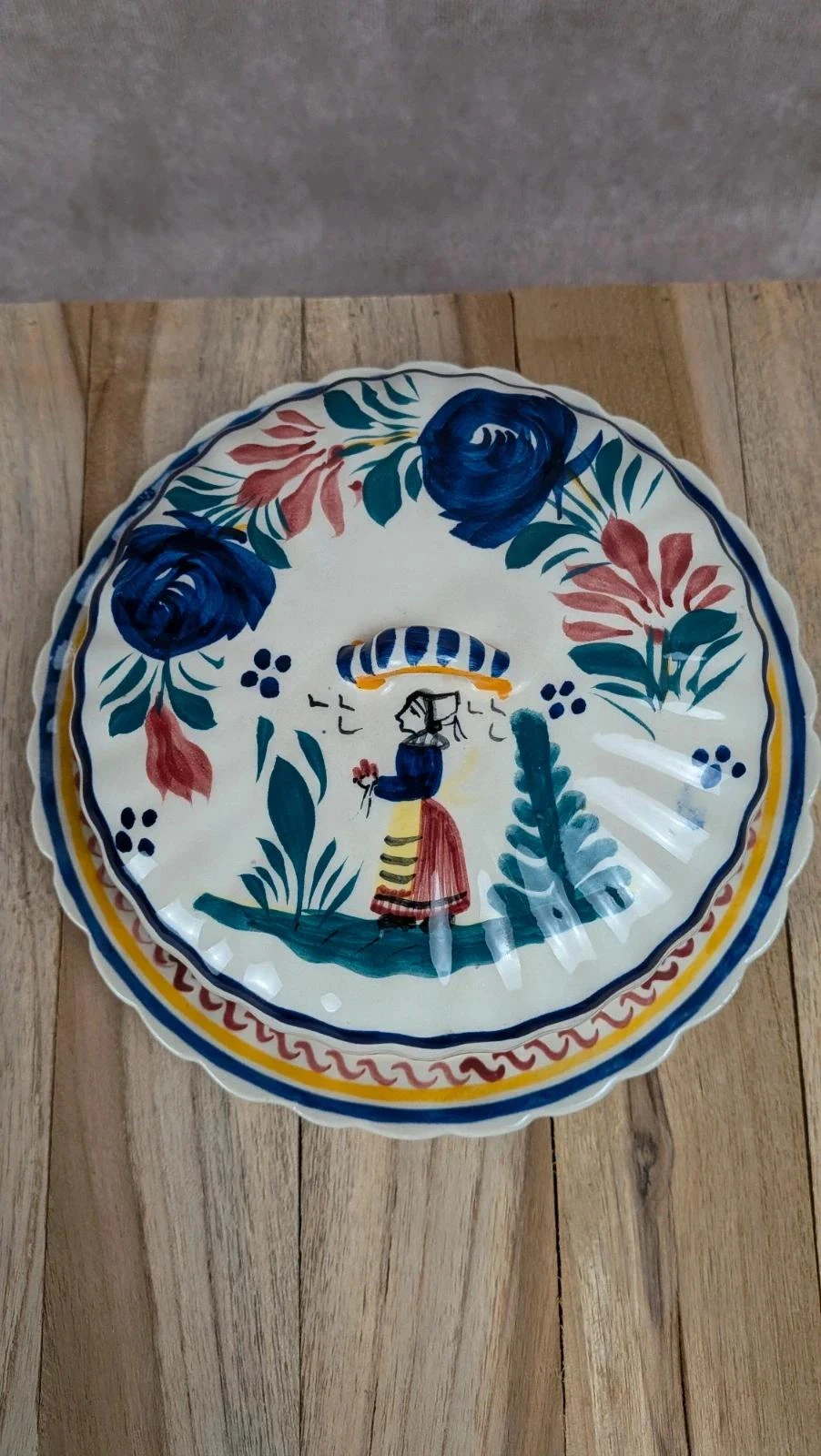 Beurrería antigua Quimper Hb decoración bretona pintada a mano – photo 2